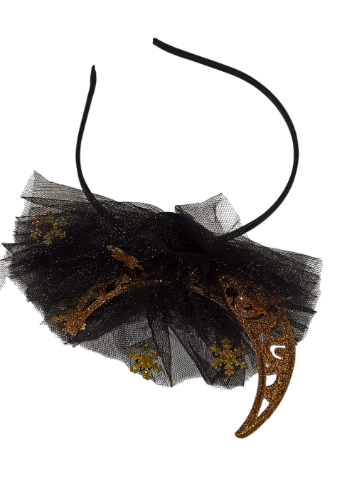 Обруч для волос полумесяц золотой с фатином новогодний one size ручная работа черный Киев - изображение 2