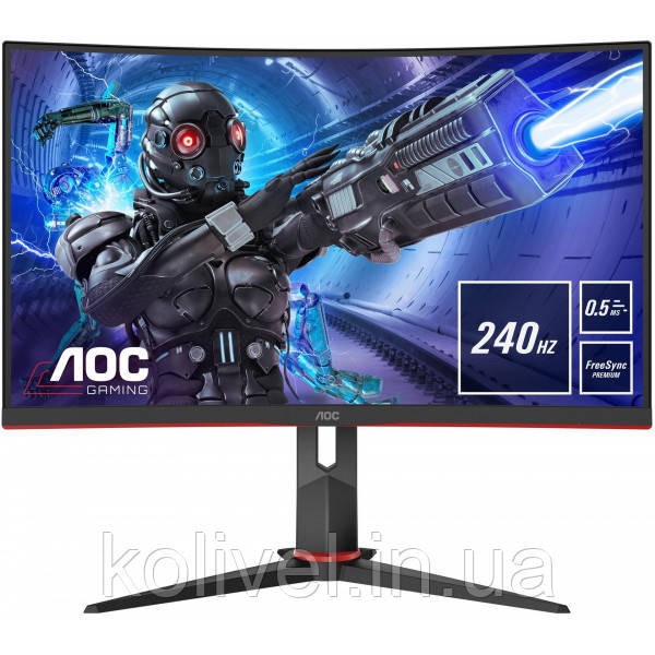TFT 27" AOC C27G2ZE/BK, VA, 240Гц, вигнутий, DP, HDMI x 2, чорний червоний (C27G2ZE/BK) Київ - фото 1