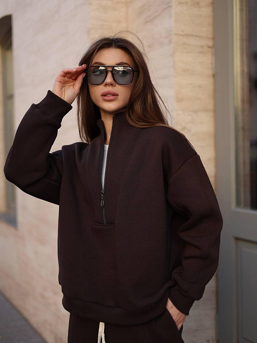 Жіночий теплий повсякденний костюм вільного крою турецька тринитка на флісі Одеса - фото 7