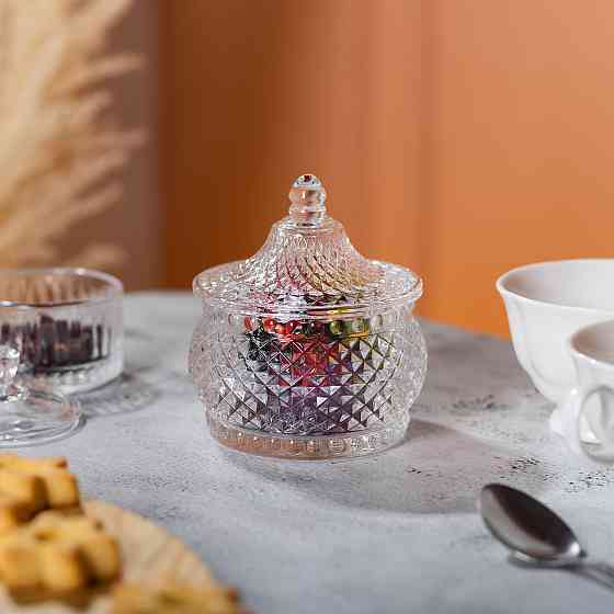 Цукерниця скляна з кришкою Ø 8 см кругла HP-YH-4 Київ