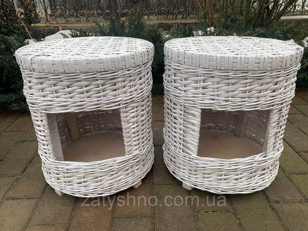 Пуф-корзина для животных белая плетеная Киев - изображение 5