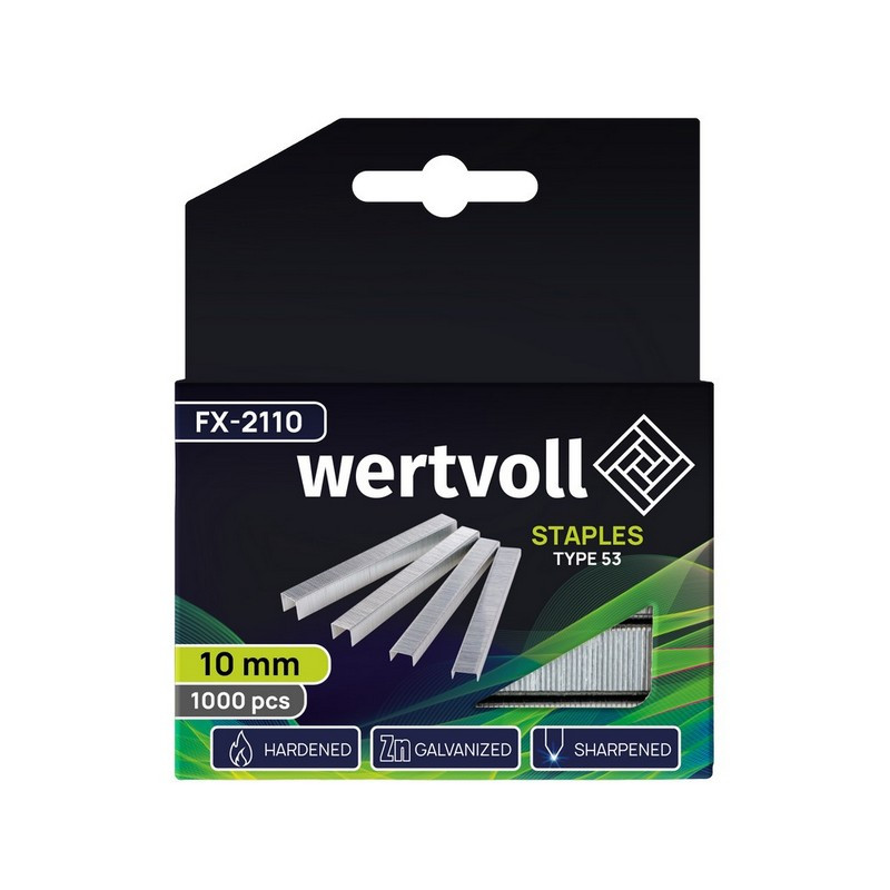 Скоби загартовані WERTVOLL R53 10 мм/11.3х0.75 мм 1000 шт FX-2110 Коломия - фото 2