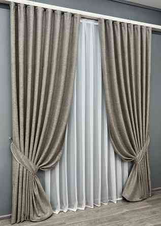 Комплект готових штор VR-Textil Льон Grand Linen № 2029ш Тауп 200х300см 2 шт (32-384) Київ