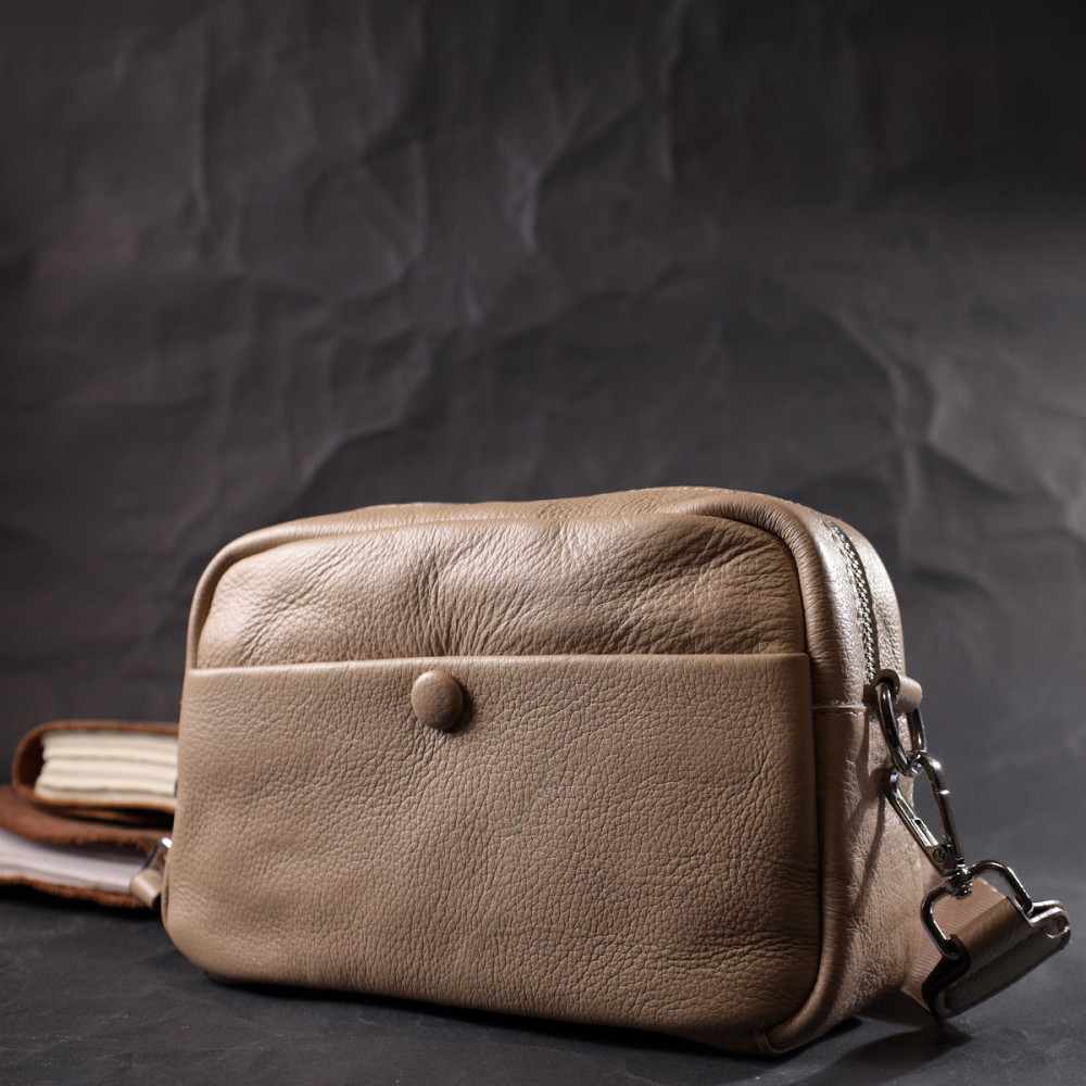 Сумка для женщин из натуральной мягкой кожи Vintage 22437 Бежевая Киев - изображение 9