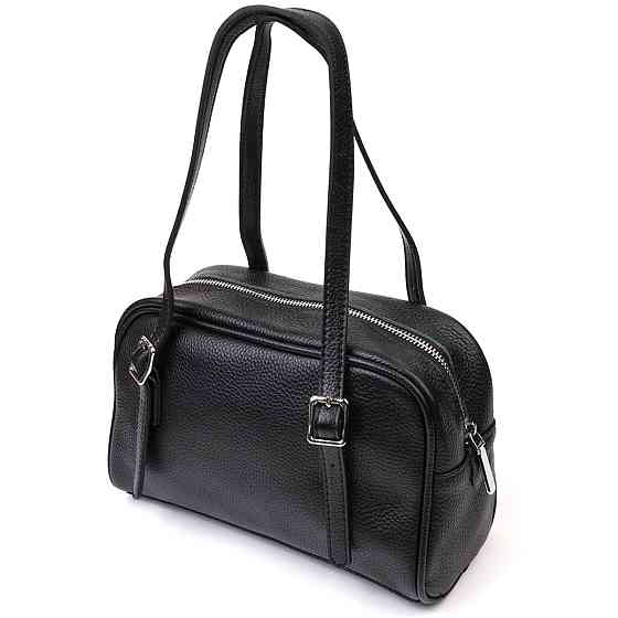 Цікава сумка-клатч зі знімними ручками з натуральної шкіри Чорна (Vintage) Київ