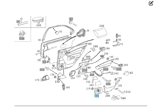 Mercedes-Benz  A2207370288 1A26 Накладка динаміка бежева на карті задніх правих дверей S-class short W220 S-class long V220 Одеса