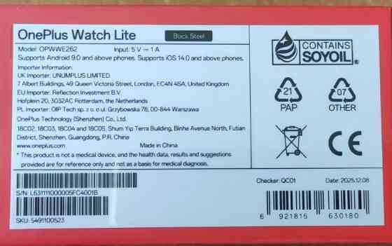 Смарт-часы OnePlus Watch Lite Global AMOLED Dual GPS 10днов Black. Харьков