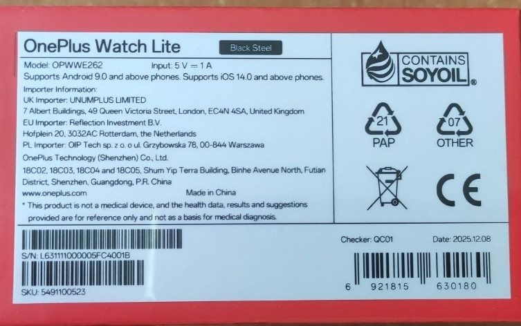 Смарт-часы OnePlus Watch Lite Global AMOLED Dual GPS 10днов Black. Харьков - изображение 1