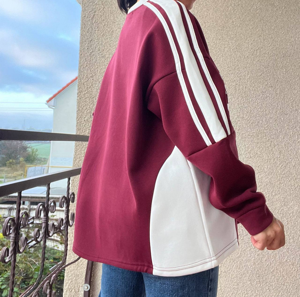 Свитшот женский W 9271 оверсайз широкий покрой надпись лампа утепленная на меху, бордовый, one size Киев - изображение 18