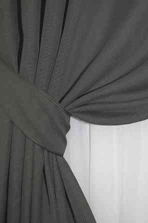 Комплект готових штор VR-Textil Льон Льон Мішковина № 1234ш Сірий 100х270 см 2 шт (31-496) Київ