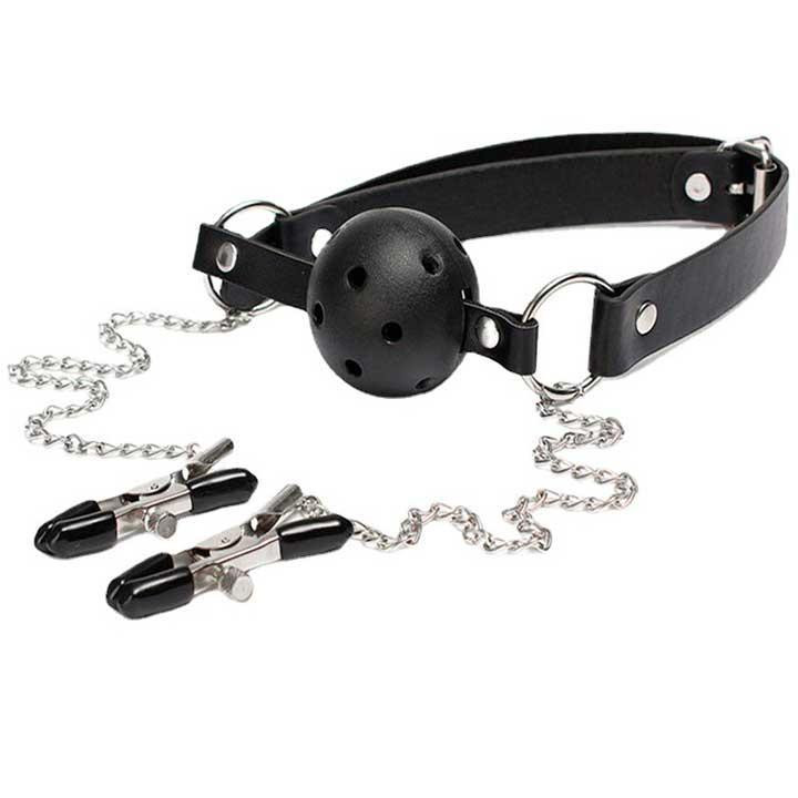 БДСМ-кляп із затискачами для сосків Вінниця - фото 1