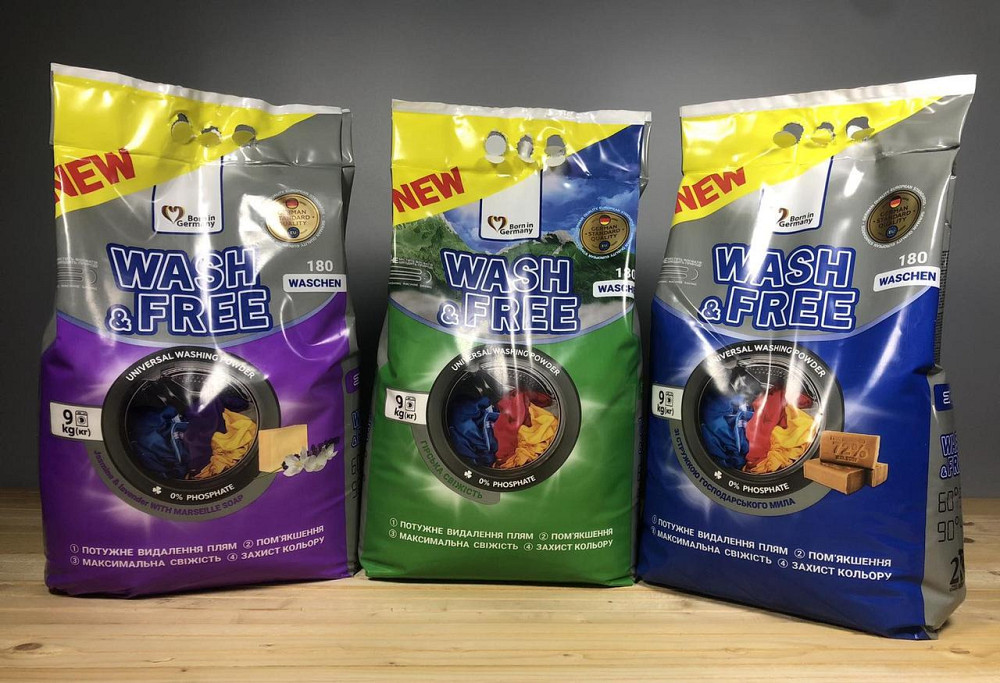 🌟🧺 WASH & FREE Порошок — 9 кг чистоти з Німеччини! 🇩🇪✨ Київ - фото 1
