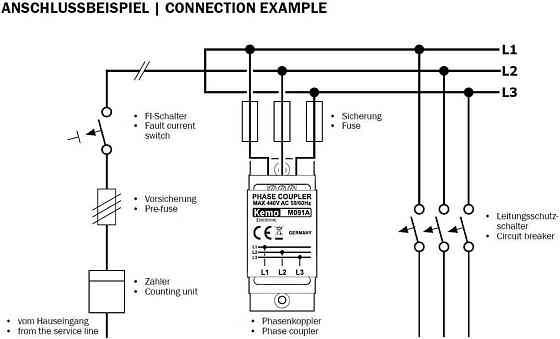 Соединитель DIN Kemo M091A белый трехфазный Powerline HomePlug 650 Мбит/с Ethernet клеммник трехфазный фазовый Киев