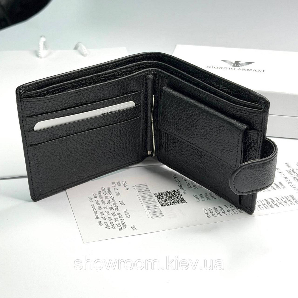 Мужской кожаный зажим на застежке Armani (6603) Киев - изображение 5