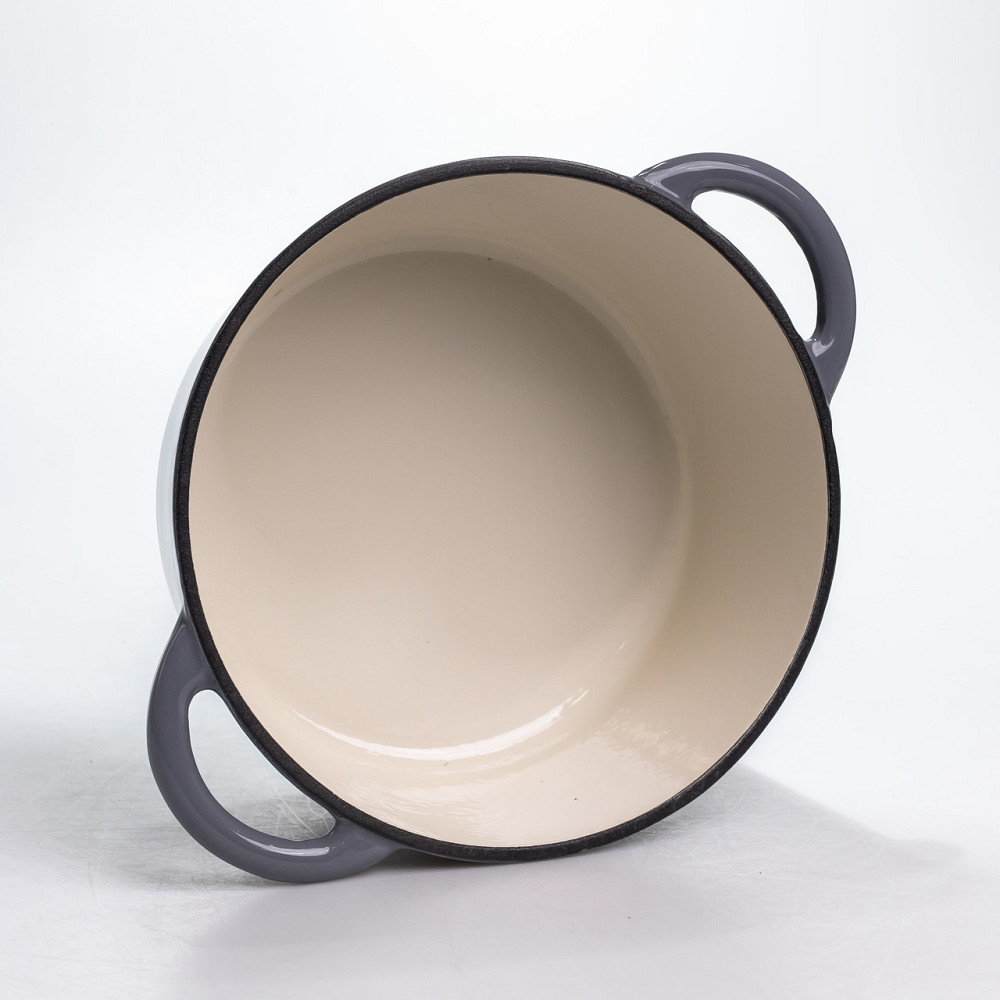 Каструля чавунна 2.5 л емальована з кришкою посуд для тушкування запікання томління кухонна Сіра HP-1-14-GREY Коломия - фото 6