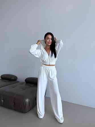 Жіночий прогулянковий оверсайз костюм двійка: кофта і штани турецький велюр Одеса