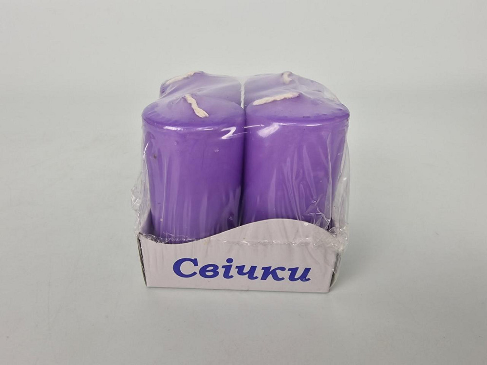 Цветная Цилиндр парафиновая свеча (40/80) ФИОЛЕТОВАЯ крашеная  внутри белая (4 шт) Харьков - изображение 2