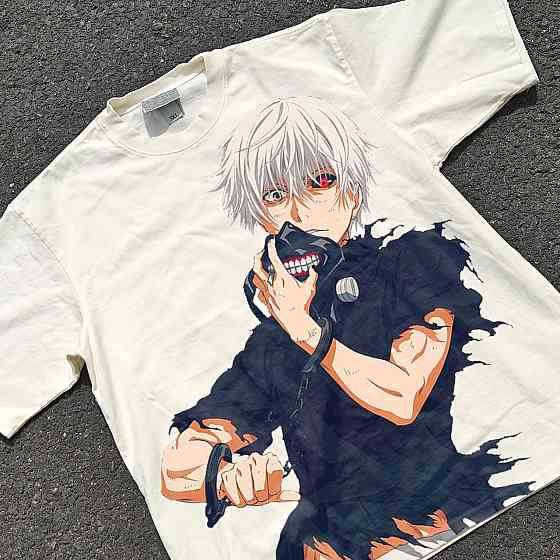 Футболка для мальчика с принтом аниме Токийский гуль Кен Канеки Маск оверсайз (рост от 165 до 180 ) Черний Днепр
