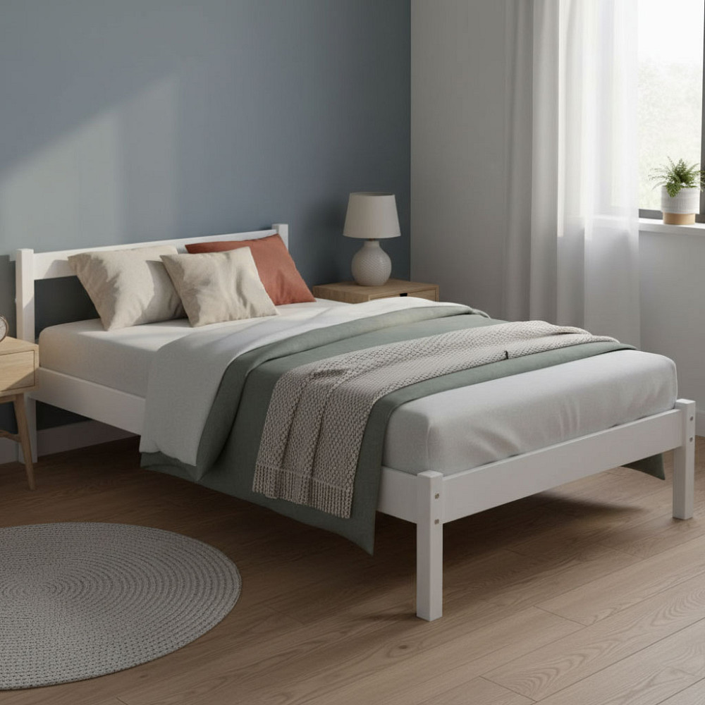 Односпальная деревянная кровать Mebigrand MG01 Белый RAL 9003 90х200 см (MBG-21877) Днепр - изображение 1