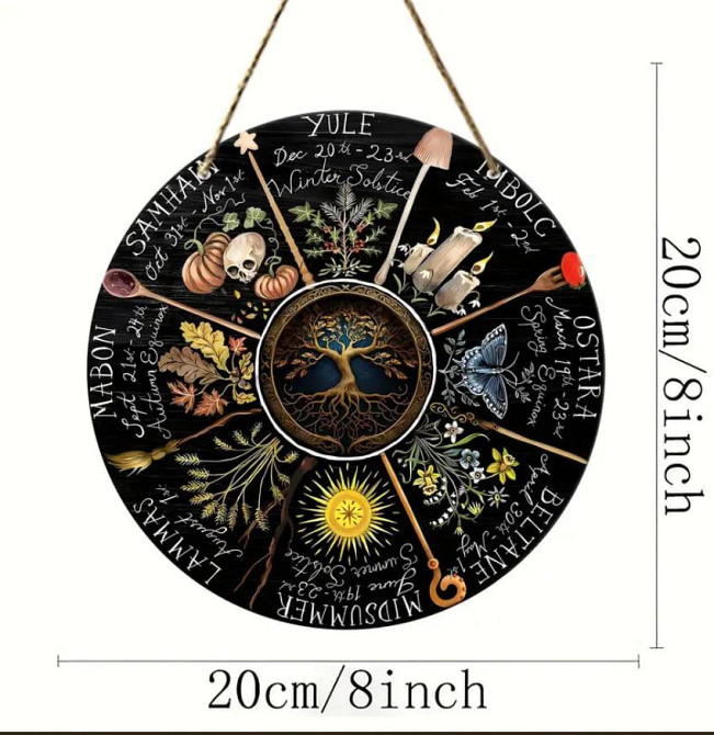 Викканский календарь, Деревянный знак Колеса Года, Языческий календарь, Викка, Ведьмовский декор на  Киев - изображение 3