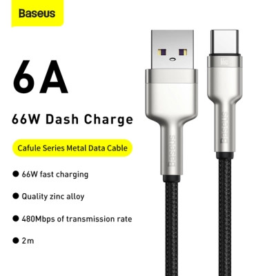 Дата кабель USB-C to USB-C 2.0m 66W metal Baseus (CAKF000201) Винница - изображение 8