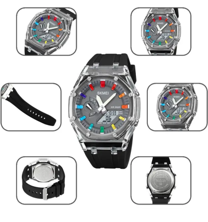 Годинники чоловічі спортивні Skmei 2100 (Чорні з сірим циферблатом) Київ
