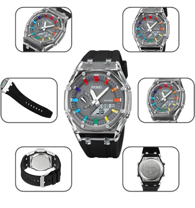 Годинники чоловічі спортивні Skmei 2100 (Чорні з сірим циферблатом) Київ - фото 6
