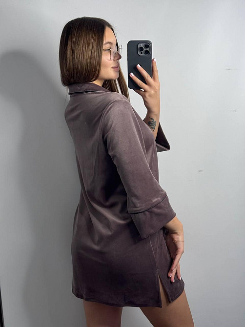 Жіноча сорочка-халат плюш-велюр Мокко ч/к XL-XXL Харків - фото 3