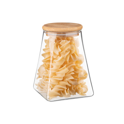 Емкость для сыпучих продуктов Ardesto Fresh конус, стекло, бамбук 910 мл (AR1391BLC) Винница - изображение 1