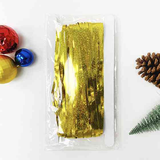 Шторка для фотозоны дождик с голограммой 3 м на 1 м золотистый Киев