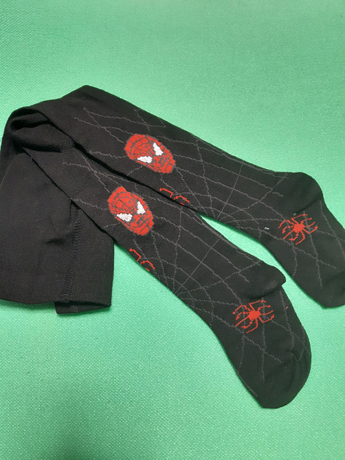 Колготки людина павук, чорні - розмір від низу попи до п'яти 25см (тягнеться до 30см), 82%бавовна Київ - фото 1