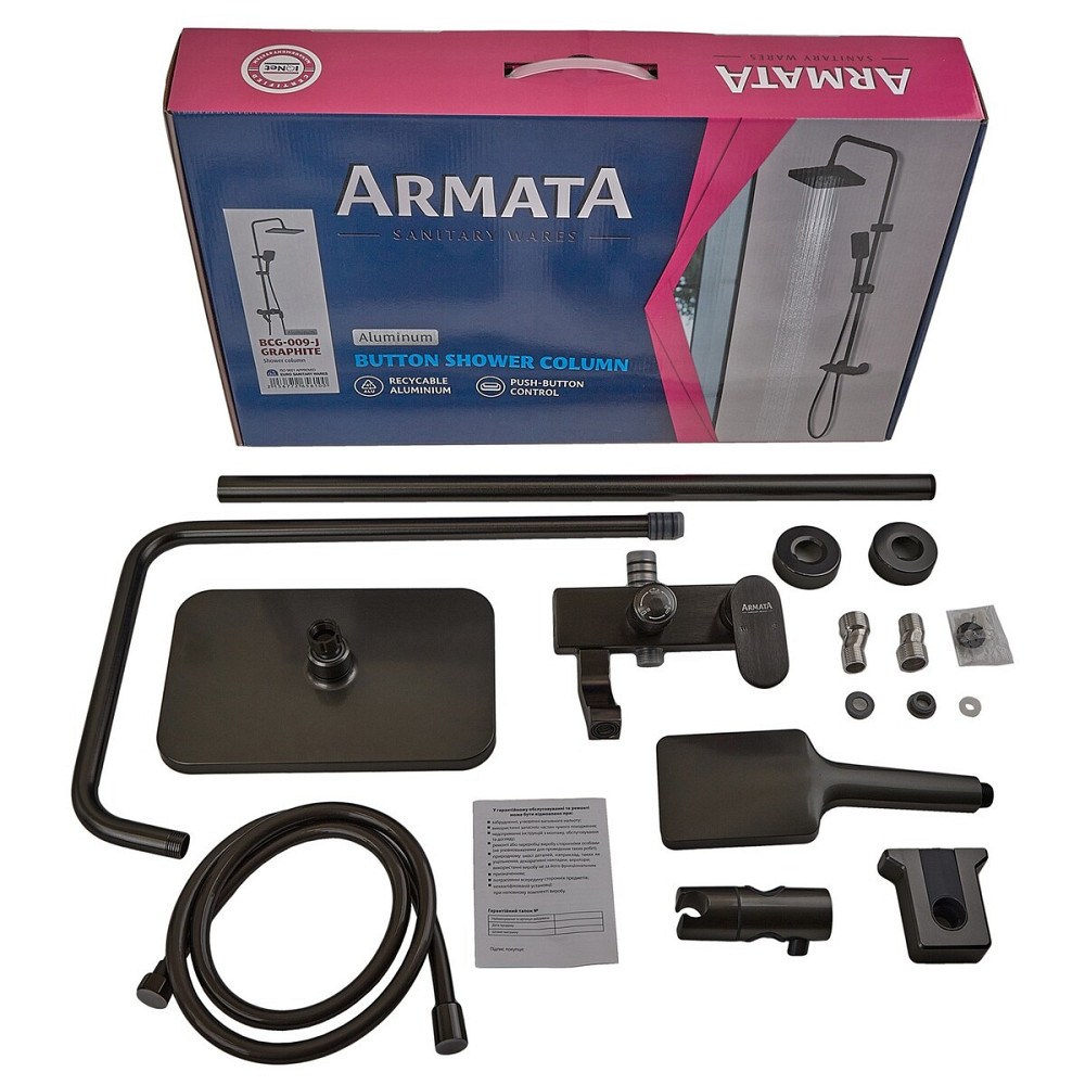 Душевая колонна со смесителем из алюминия ARMATA BCG-009-J BLACK, 3 режима (CH6560) Киев - изображение 5