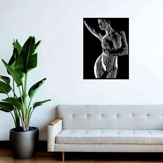 Декоративне настінне Панно «Жіноче тіло», Декор на стіну 110*81 см, Чорний Київ