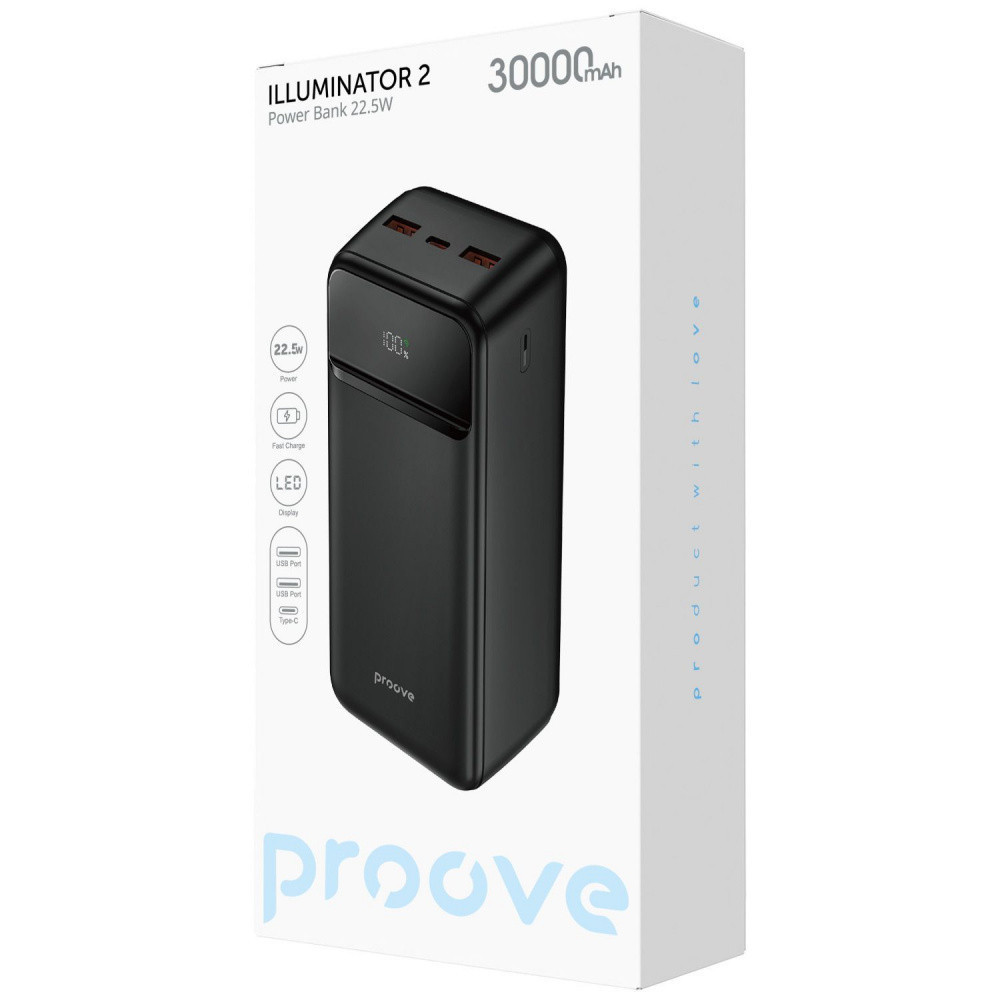 Універсальна мобільна батарея Proove Illuminator 2 22.5 W 30000 mAh Black (PBIP30212201) ( Чорний ) Харків - фото 2