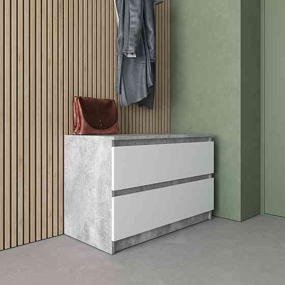 Комод VAYS R-19 Бетон-Білий фасад, 2 шухляди без ручок, ЛДСП, 80×40×53 см - для передпокою, спальні, вітальні Львів