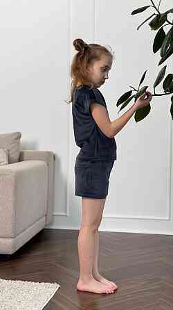 Дитяча піжама з плюш-велюру Графіт2 122-128 Харків