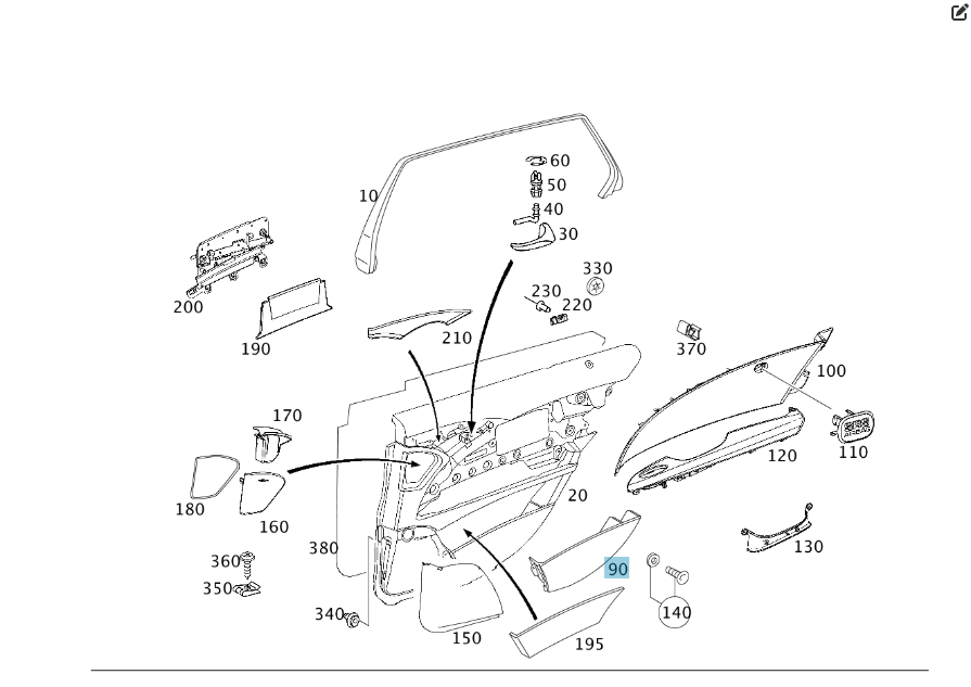 Mercedes-Benz  A2117300374 9F21 Кишеня чорна внизу карти задніх лівих дверей E-class W211 E-class S211 Одеса - фото 2