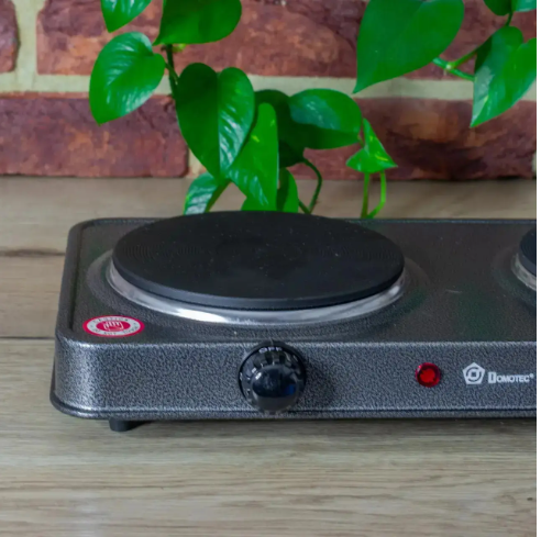 Електрична плита Domotec MS-5822 з 2 конфорками, потужність 2000 Вт, сірий корпус, компактна модель Одеса - фото 6