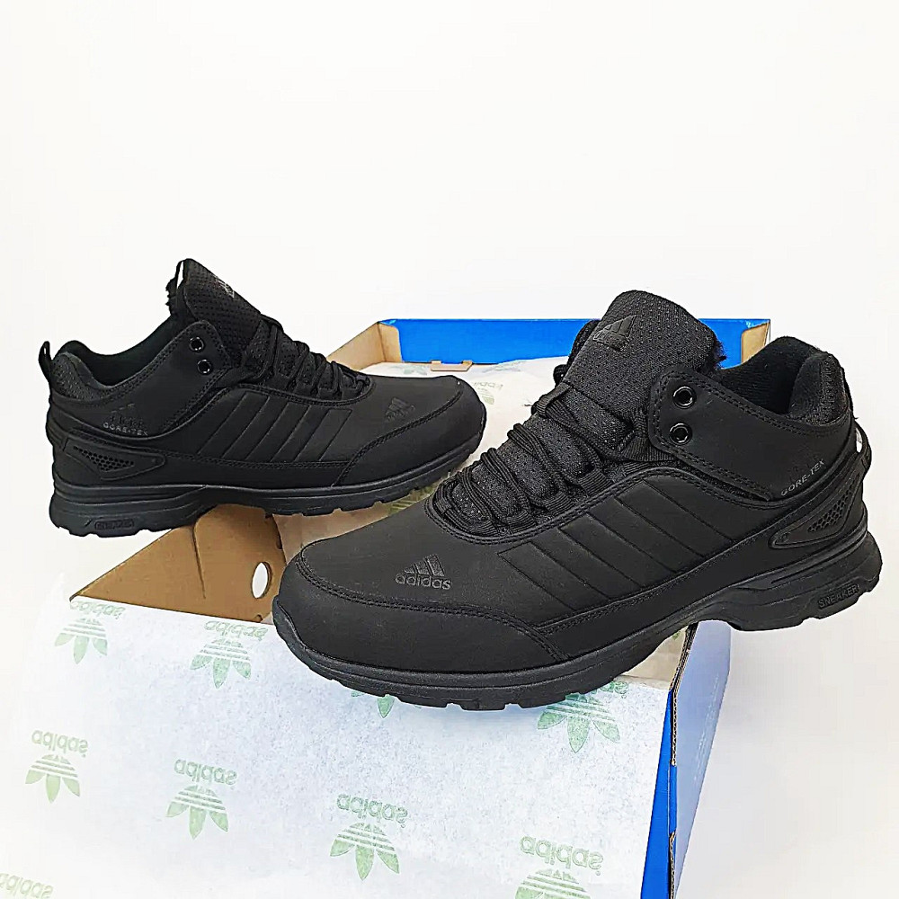 Зимние Мужские Кроссовки с Мехом Adidas GORE-TEX Мужские Черные Кожаные на Меху Адидас Гортекс (размеры: 41,42,43,44,45,46) Днепр - изображение 3
