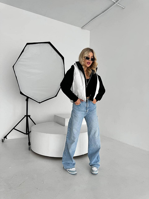 Жіноча двостороння жилетка з кулісками з боків і кишенею плащівка емі + силікон Чорний, 46/48 Одеса - фото 6