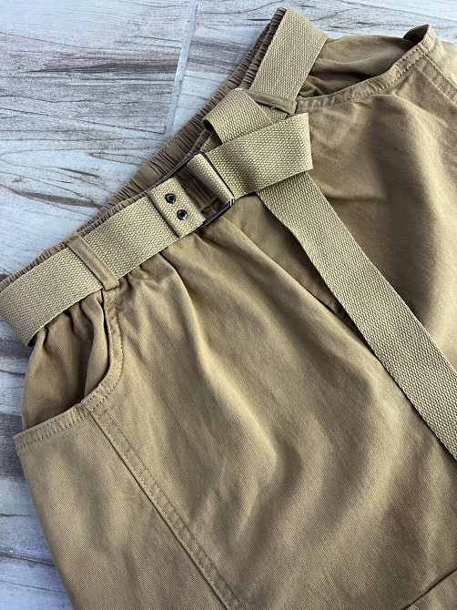 Шорты женские A-N 5701 мом на резинке с ремнем короткие бежевые, бежевый, L, L, 85 см, 112 см Киев - изображение 13