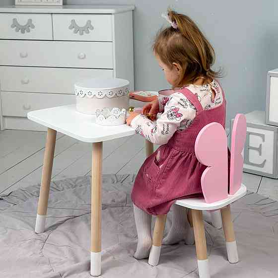 Дитячий столик і стілець "Метелик" біло-рожеві Київ