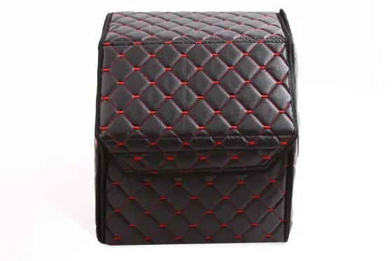 Сумка в багажник на липучках кожзам 30*30*30 см АвтоКомфорт черный/красная нить Винница