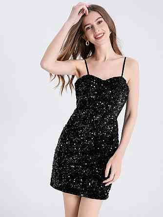 Сукня з паєтками без рукавів коротка блискуча жіноча S чорний Київ