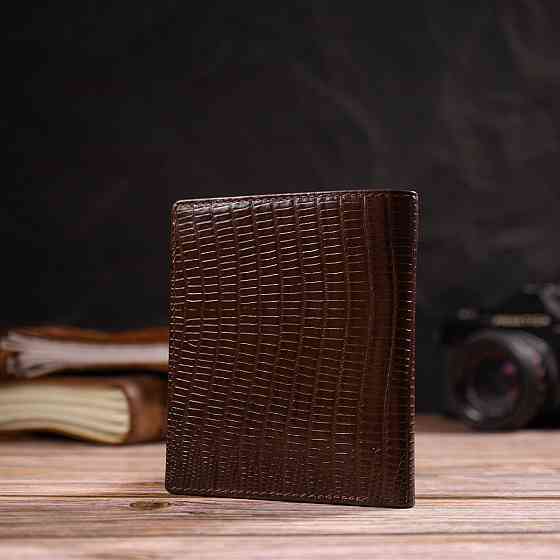Фактурний гаманець для чоловіків з натуральної шкіри з тисненням CANPELLINI 21927 Коричневий Київ
