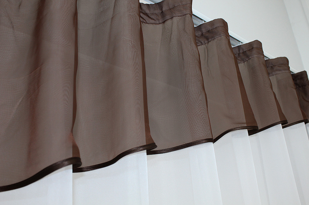 Кухонная занавеска VR-Textil № 047к белый с венге 270х170 см (50-872) Киев - изображение 3