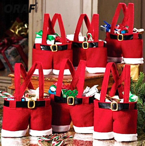 Декор для новорічного столу Штани Діда Мороза 210 на 145 мм різнобарвний Київ - фото 2