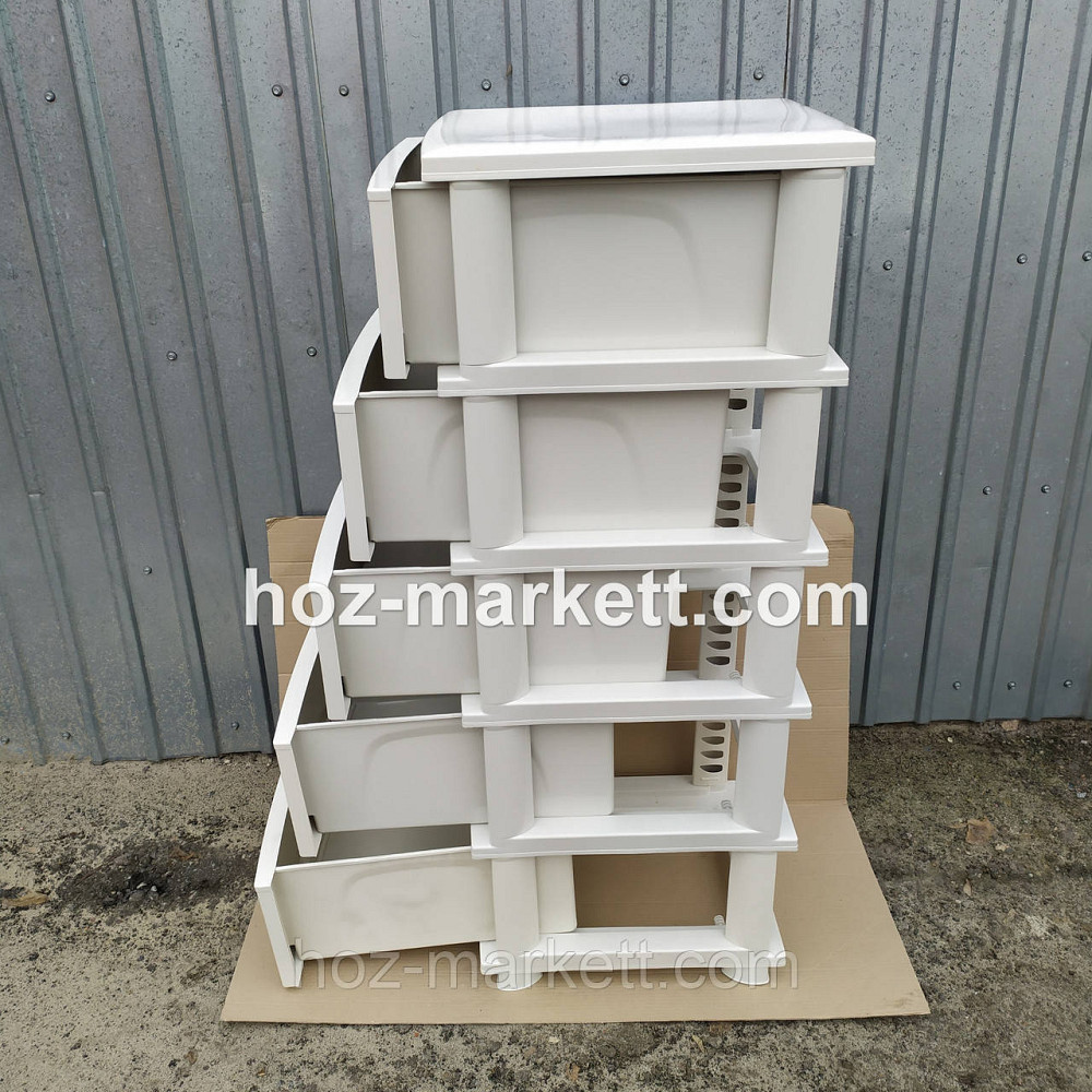 Комод пластиковый тумбочка на 5 ящиков ротанг белая роза слоновая кость Харьков - изображение 9