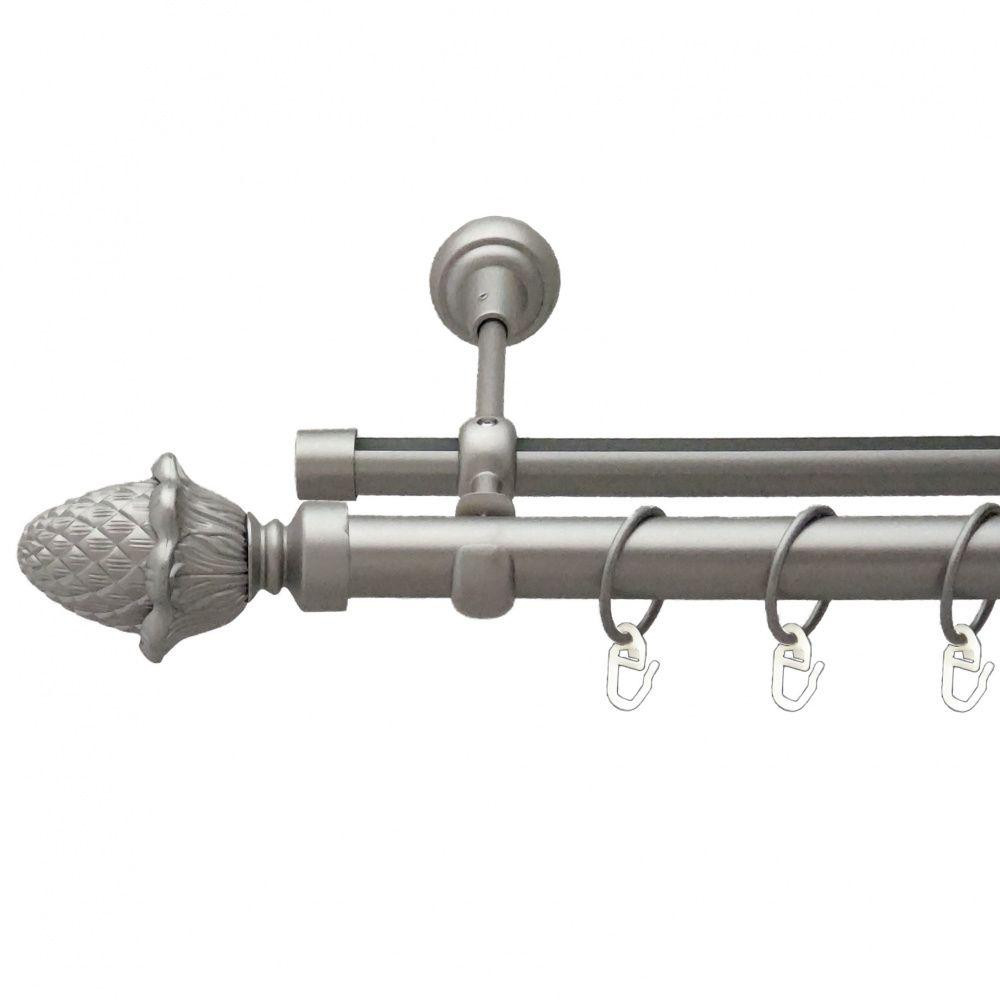 Карниз Orvit Цинара металевий дворядний опозитний гладка \ профільна труба кільце металеве Сатин 25\19 мм 160 см (6452774) Львів - фото 1