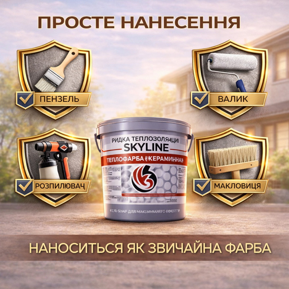 Рідка теплоізоляція Skyline керамічна теплофарба для утеплення стін, фасадів, металу та трубопроводів Зелена 10 л Харків - фото 7
